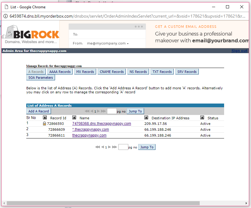 DNS opens in a popup